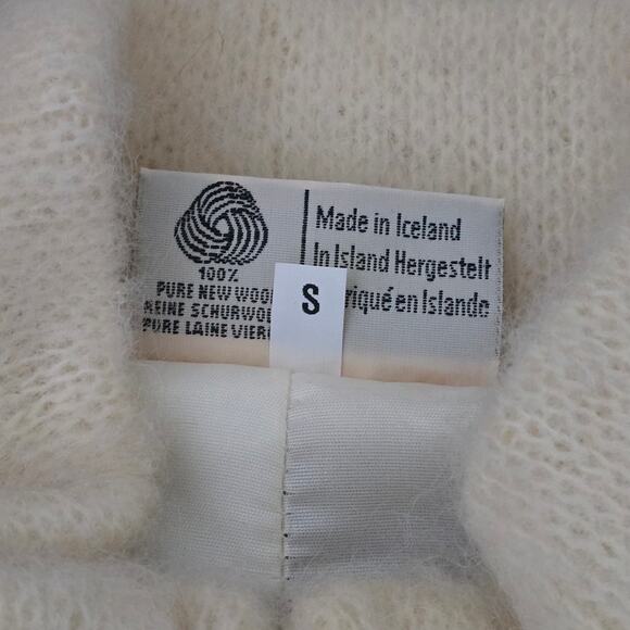 Samband of Iceland 100% Wool Jacket S Cream Nordic Winter Cozy Chunky Oversized - Picture 9 of 13